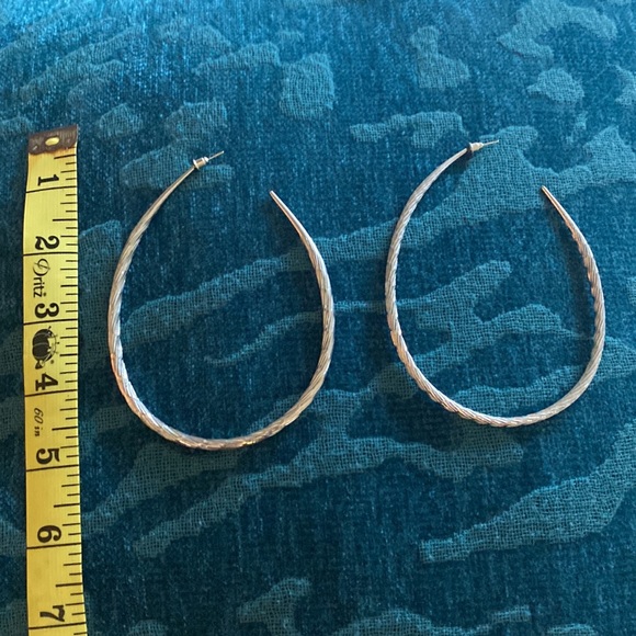 Large Silver Hoop Earrings - Picture 2 of 2